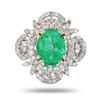 Image 1 : 3.19 ctw Emerald and 0.99 ctw Diamond 14K White Gold Ring