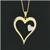 Image 3 : 14k TT Gold Large Polished Open Heart w/ Diamond Heart Accent Pendant & Chain