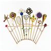 Image 1 : Antique Victorian Custom 14k Gold 11 Stick Pin Gemstone Pearl Tiara Crown Brooch