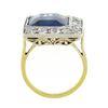 Image 8 : Antique 18K TT Gold Bezel Blue Stone 1.1 ctw Old Mine Cut Diamond Platter Ring