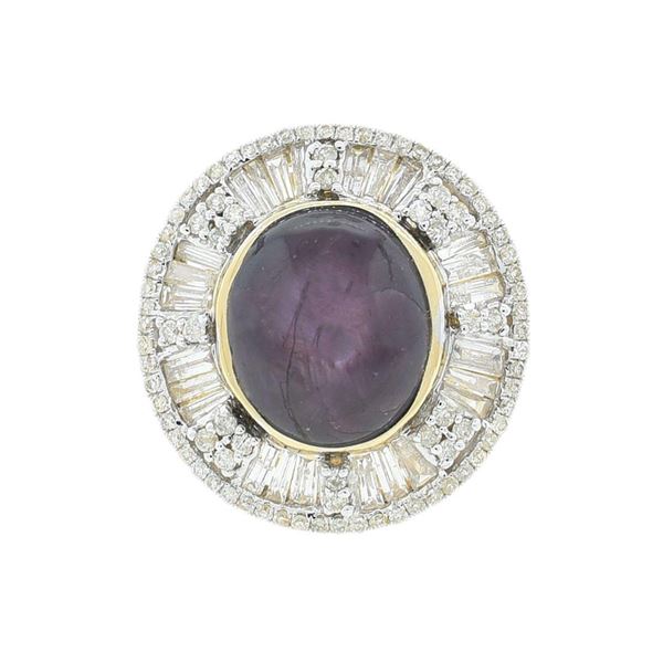 12.73 ctw UNHEATED STAR Ruby and 1.55 ctw Diamond 14K Yellow Gold Ring