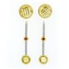 Image 8 : Antonini 18K TT Gold Bezel Citrine Diamond & Ruby Long Dangle Day Night Earrings
