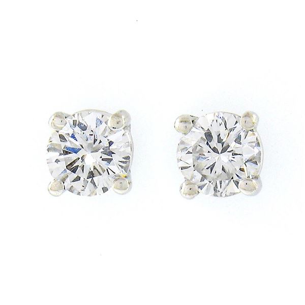 NEW 14k White Gold .30 ctw Round Brilliant Prong Set Diamond Classic Stud Earrin