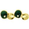 Image 2 : Manfredi 18k Yellow Gold Cabochon Green Chrysoprase & Diamond Men's Cuff Links
