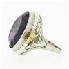 Image 6 : Antique 10K TT Gold Oval Bezel Purple Stone Seed Pearl Halo & Open Filigree Ring