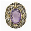 Image 2 : Antique Giovanni Apa 14K Gold Hand Carved Amethyst Cameo DETAILED Brooch Pendant