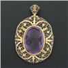 Image 3 : Antique Giovanni Apa 14K Gold Hand Carved Amethyst Cameo DETAILED Brooch Pendant