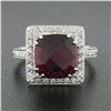 Image 4 : 14k White Gold 5.6 ctw GIA Cushion Rubellite Tourmaline Diamond Halo Cocktail Ri