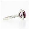 Image 7 : 14k White Gold 5.6 ctw GIA Cushion Rubellite Tourmaline Diamond Halo Cocktail Ri