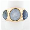 Image 1 : Men's Vintage Bold 14k Rose Gold 34.25 ctw Bezel Oval Star Sapphire 3 Stone Ring