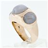 Image 9 : Men's Vintage Bold 14k Rose Gold 34.25 ctw Bezel Oval Star Sapphire 3 Stone Ring