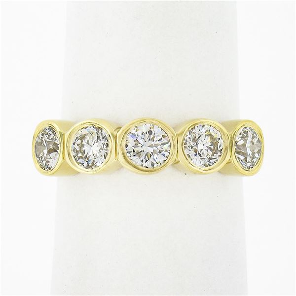 NEW Custom Made 18K Yellow Gold 1.21 ctw Bezel Diamond 5 Stone Wedding Band Ring