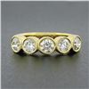 Image 2 : NEW Custom Made 18K Yellow Gold 1.21 ctw Bezel Diamond 5 Stone Wedding Band Ring