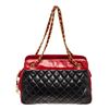 Image 1 : Chanel Black Red Lambskin Leather Matelasse Chain Shoulder Bag
