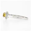 Image 6 : NEW 14K White Gold 0.96 ctw Ceylon Yellow Sapphire Solitaire w/ Diamond Halo Rin