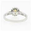 Image 7 : NEW 14K White Gold 0.96 ctw Ceylon Yellow Sapphire Solitaire w/ Diamond Halo Rin