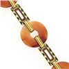 Image 4 : Antique 6.5" 14k Yellow Gold Orange Agate Orange & Green Enamel Link Bracelet