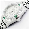 Image 9 : Rolex Ladies Quickset Silver Index Diamond & Emerald Datejust Wristwatch