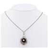 Image 2 : 14mm Black Cultured Tahitian Pearl and 0.99 ctw Diamond Platinum Pendant/Necklac