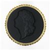 Image 1 : Vintage 14K Gold Large Black Onyx Matte Carved Cameo Intaglio Round Platter Ring