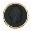 Image 4 : Vintage 14K Gold Large Black Onyx Matte Carved Cameo Intaglio Round Platter Ring