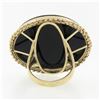 Image 6 : Vintage 14K Gold Large Black Onyx Matte Carved Cameo Intaglio Round Platter Ring