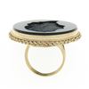 Image 7 : Vintage 14K Gold Large Black Onyx Matte Carved Cameo Intaglio Round Platter Ring