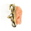 Image 6 : Antique 10k Yellow Gold Oval Carved Coral Cameo Twisted Frame Brooch Pin Pendant