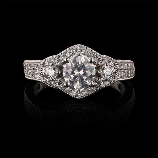 0.77 ctw SI2 CLARITY CENTER Diamond Platinum Ring (1.62 ctw Diamonds) EGL USA CE