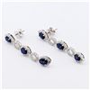 Image 3 : 3.17 ctw Blue Sapphire and 1.42 ctw Diamond 14K White Gold Earrings