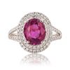 Image 1 : 2.40 ctw UNHEATED Pink-Purple Sapphire and 0.60 ctw Diamond Platinum Ring (GIA C