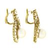 Image 4 : Vintage 18K Gold 9.5 ctw Prong Round Diamond Pearl Infinity Figure 8 Drop Earrin