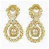 Image 5 : Vintage 18K Gold 9.5 ctw Prong Round Diamond Pearl Infinity Figure 8 Drop Earrin