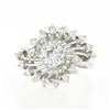 Image 9 : Vintage 14k White Gold 0.80 ctw Round Diamond Solitaire Spray Swirl Cocktail Rin