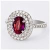 Image 2 : 1.24 ctw UNHEATED Ruby and 0.52 ctw Diamond 18K White Gold Ring (GIA CERTIFIED)