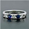 Image 2 : New 14K Gold .89 ctw Round Brilliant Diamond Sapphire U Setting Wedding Band Rin