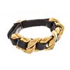 Image 2 : Chanel Black Gold Plated Leather Chain Bracelet