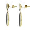 Image 2 : Antique 14k Gold & Platinum Round & Oval Black Onyx Wheat Work Dangle Earrings