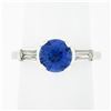 Image 2 : Vintage Platinum 1.48 ctw Round Sapphire Solitaire Diamond 3 Stone Engagement Ri