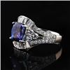 Image 2 : 3.83 ctw Tanzanite and 1.42 ctw Diamond Platinum Ring