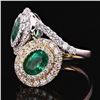 Image 2 : 2.43 ctw Emerald and 1.77 ctw Diamond 18K Yellow and White Gold Ring