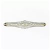 Image 3 : Antique Art Deco Platinum 4.04 ctw Old European Diamond Filigree Bar Pin Brooch