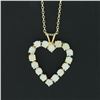 Image 4 : Vintage 14K Yellow Gold Round Cabochon Prong Opal Open Heart Pendant Necklace