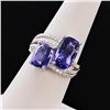 Image 3 : 7.66 ctw Tanzanite and 0.30 ctw Diamond Platinum Ring