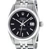 Image 1 : Rolex Mens Stainless Steel Black Index 36mm 14K Gold Fluted Bezel Datejust Wrist