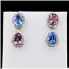 Image 1 : 5.71 ctw Blue and Purplish Pink Sapphire and 0.91 ctw Diamond 18K White Gold Ear
