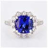 Image 1 : 4.00 ctw Tanzanite and 1.20 ctw Diamond Platinum Ring