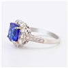 Image 2 : 4.00 ctw Tanzanite and 1.20 ctw Diamond Platinum Ring