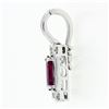 Image 7 : Vintage 18k White Gold 3.34 ctw GIA Oval Ruby Solitaire Diamond Enhancer Pendant