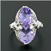 Image 2 : Antique Art Deco 14k White Gold Dual Purple Amethyst Etched Filigree Bypass Ring
